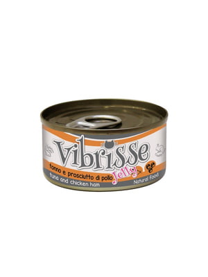 Консерва для взрослых котов Vibrisse tuna and chicken ham ж/б тунец и куриная шинка 70 г | 6656510