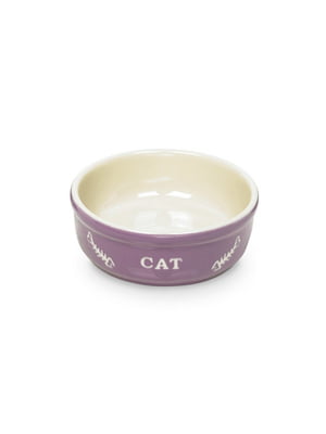 Миска Nobby 73369 CAT для кошек фиолетово-бежевая керамическая 13,5*5 см 240 мл | 6656598