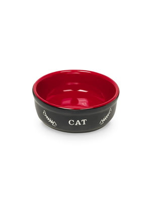 Миска Nobby 73387 для кошек керамическая CAT черно-красная 14 см 240 мл | 6656754
