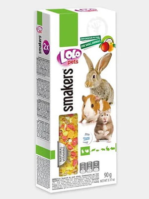 Лакомство для грызунов и кроликов Lolopets Smakers, с фруктами, 90 г | 6656869