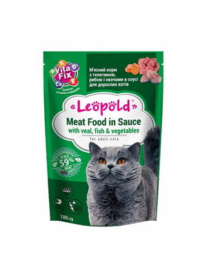 Консерва для дорослих котів Леопольд риба овочі в соусі 100 г | 6656886