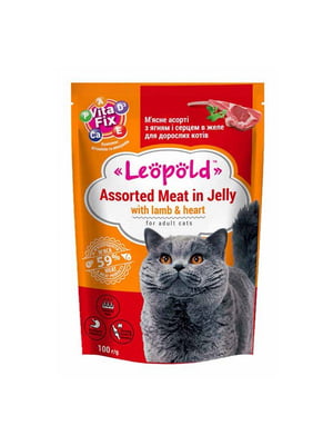 Консерва для взрослых котов Леопольд ягнёнок сердце 100 г | 6656889