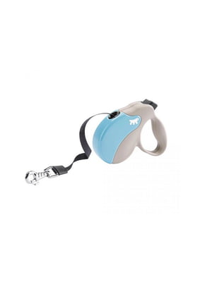 Поводок-рулетка Ferplast Amigo S Tape Beige-Blue для собак c лентой, бежево-синий, 14x3,6x12 см | 6656950