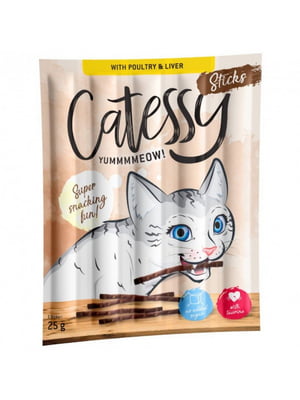 Ласощі м`ясна паличка для котів Catessy зі смаком печінки та птиці 5 г  ЦІНА ЗА 1 ШТ | 6657020