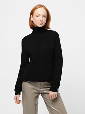 Теплый черный свитер с добавлением шерсти | 6657157