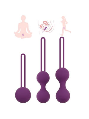 Набір вагінальних кульок для тренування і зміцнення м'язів піхви (3 шт.) - фіолетові | 6657716