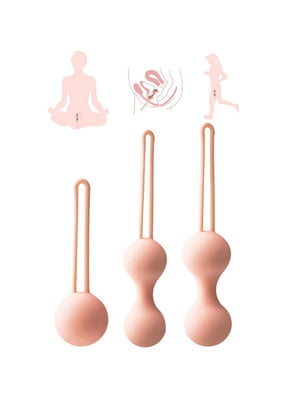 Набір вагінальних кульок для тренування і зміцнення м'язів піхви (3 шт.) - бежеві | 6657719