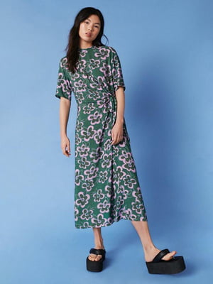 Сукня зелена з квітковим принтом | 6657824