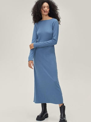 Сукня синя з вирізом на спині | 6657871