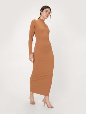 Сукня гірчичного кольору з вирізом на спині | 6657882