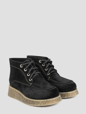Замшевые черные ботинки на шнуровке | 6658526