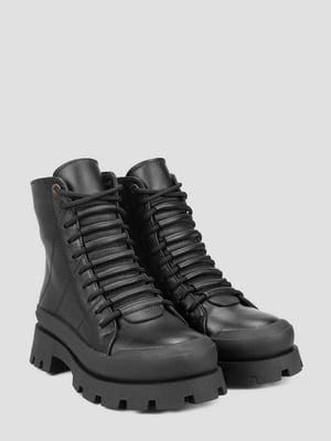 Кожаные черные ботинки с оригинальной шнуровкой | 6658528