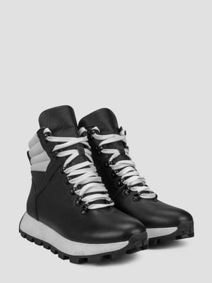 Високі шкіряні кросівки чорно-білого кольору | 6658538