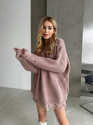 Трендовий светр-сукня вільного крою ліловий | 6658710