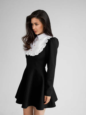 Сукня-міні чорного кольору з широким білим коміром | 6658817