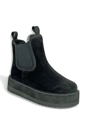 Черные замшевые ботинки с эластичными вставками | 6658918