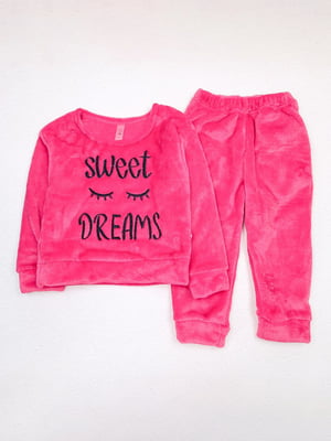 Теплая розовая пижама: джемпер и штаны | 6664511