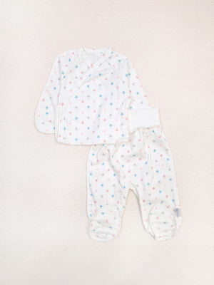 Білий комплект для малюків із зірочками: сорочечка та повзунки | 6664542