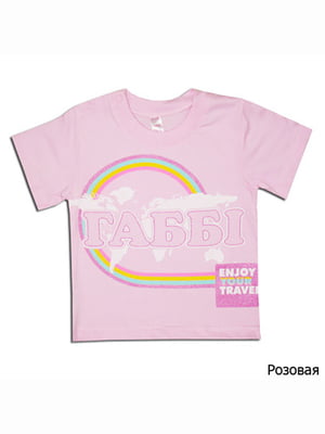 Светло-розовая футболка с принтом | 6664722