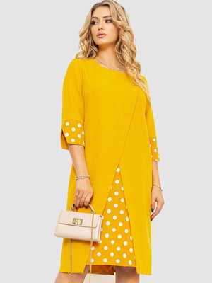 Сукня-футляр жовта з принтом | 6664787