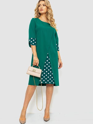 Сукня-футляр зелена з принтом | 6664788