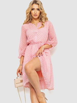 Платье А-силуэта розовое в горошек | 6664793