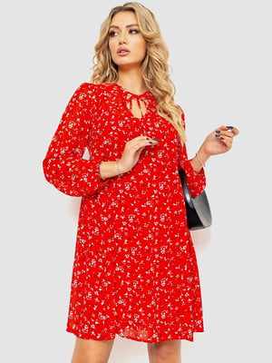 Сукня А-силуету червона в квітковий принт | 6664811