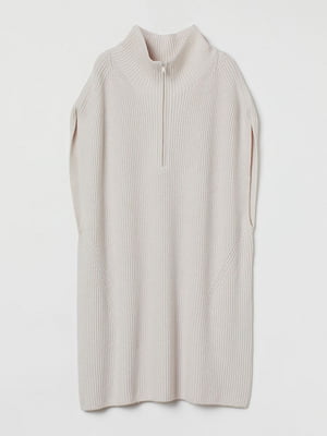 Шерстяное светло-бежевое платье-свитер | 6665402