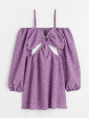 Платье А-силуэта фиолетовое в принт | 6665430