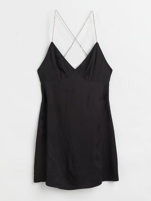 Платье в бельевом стиле черное атласное | 6665579