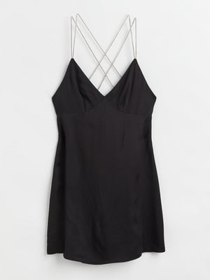 Платье в бельевом стиле черное атласное | 6665580