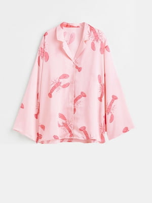 Сорочка піжамна рожева в принт | 6665593