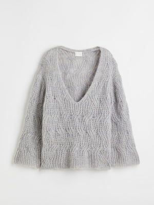 Пуловер шерстяной светло-серый | 6665611