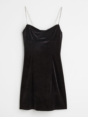 Платье в бельевом стиле черное велюровое | 6665618