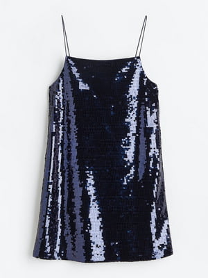 Платье в бельевом стиле темно-синее с пайетками | 6665654