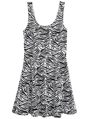 Сукня А-силуету чорно-біла в принтер | 6665687