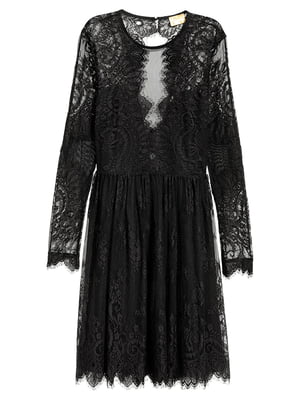 Платье А-силуэта кружевное черное | 6665752