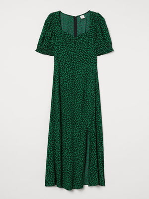 Сукня А-силуету зелена в принт | 6665866