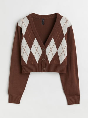 Пуловер коричневый в ромб | 6665919