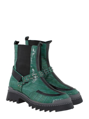 Ботинки зеленые кожаные | 6666053