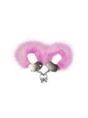 Наручники металеві Adrien Lastic Handcuffs Pink з рожевою пухнастою обробкою | 6666167