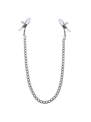 Затискачі для сосків з ланцюжком - Nipple clamps Classic сріблясто-білого кольору | 6668524