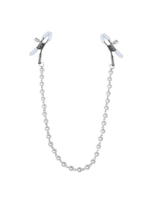 Затискачі для сосків з перлами - Nipple clamps Pearls сріблясто-білого кольору | 6668529