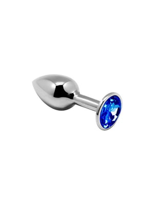 Металева анальна пробка з кристалом Mini Metal Butt Plug Blue S | 6670119