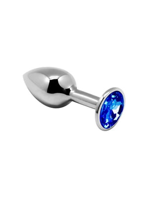 Металева анальна пробка з кристалом Mini Metal Butt Plug Blue M | 6670122