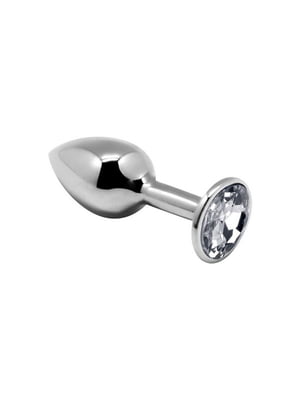 Металева анальна пробка з кристалом Mini Metal Butt Plug White M | 6670124