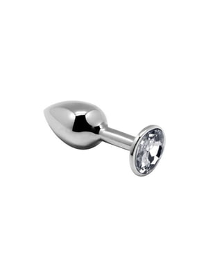 Металева анальна пробка з кристалом Mini Metal Butt Plug White S | 6670130