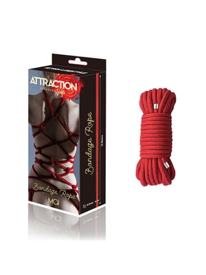 Мотузка для BDSM MAI Bondage Rope Red, довжина 10 м, діаметр 6,5 мм, поліестер | 6670570