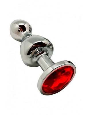 Металева анальна пробка Lollypop Double Ball Metal Plug Red L діаметр 3,5 см, довжина 10,5 см) | 6671287