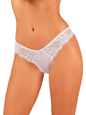 Напівпрозорі білі труси  Heavenlly panties M/L з відкритими сідницями | 6672006